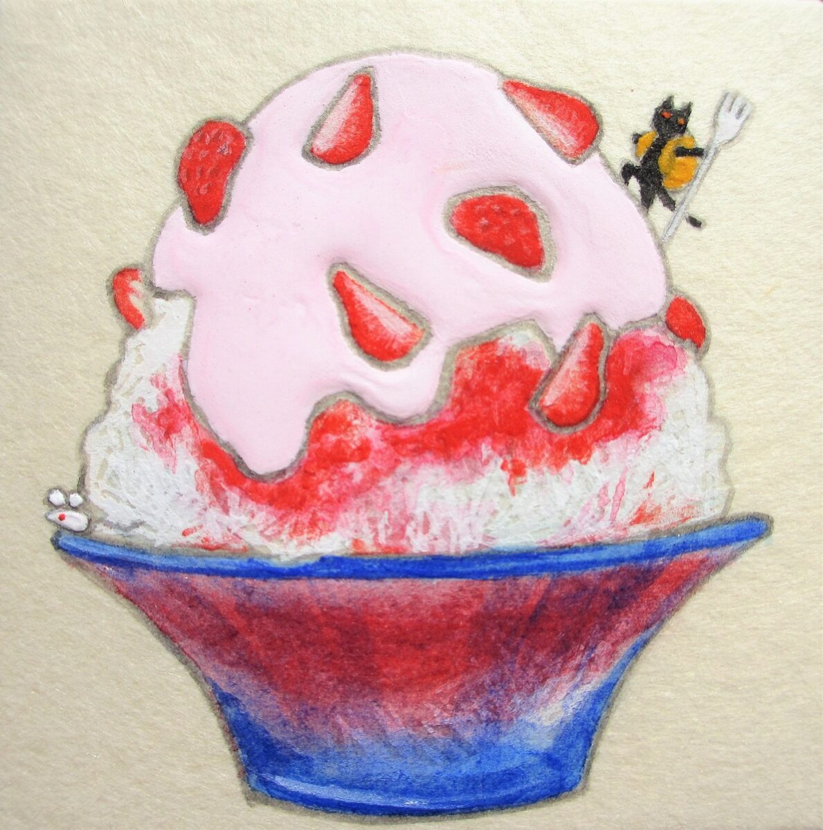イチゴの水墨画。4月の作品。 by